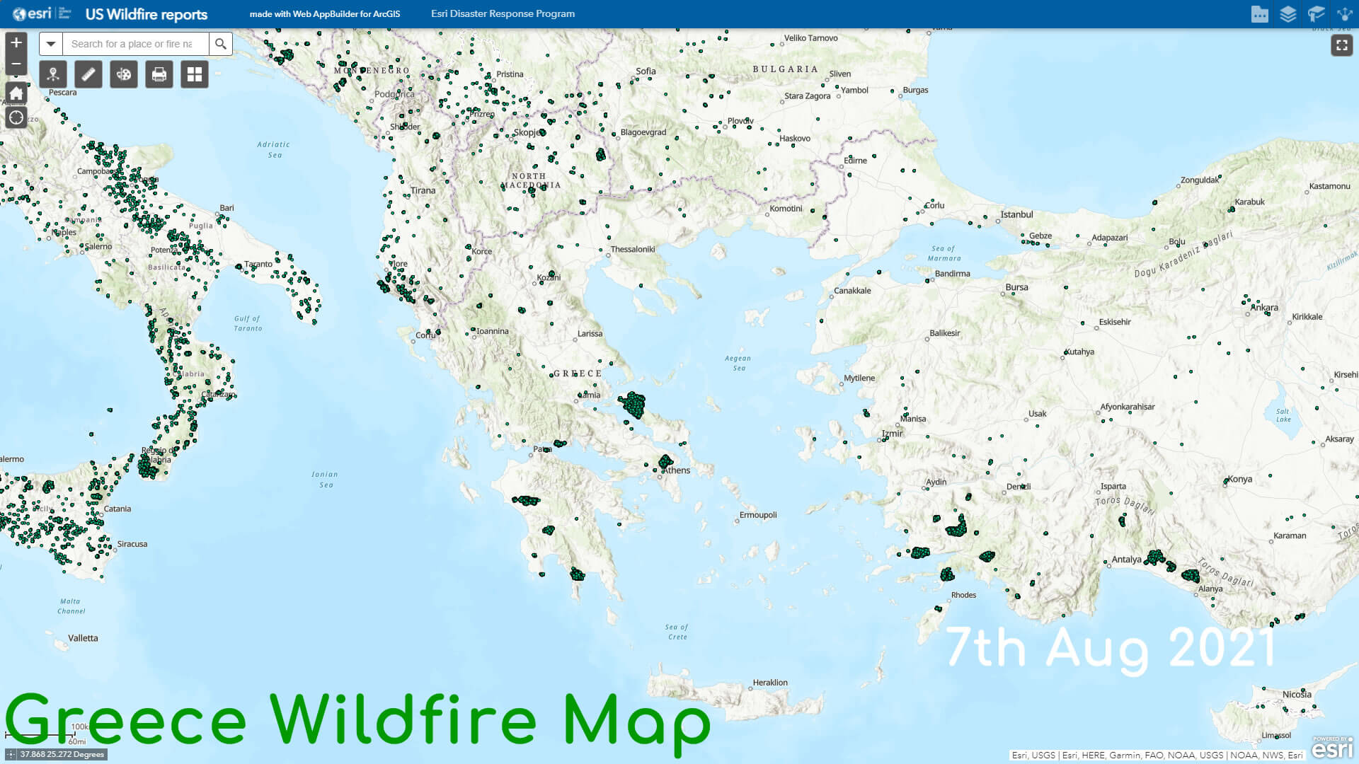 Greece Wildfire Map